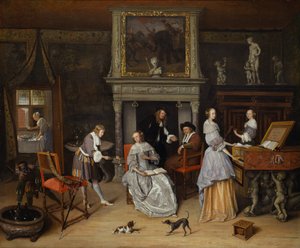 Fantasie-Interieur mit Jan Steen und der Familie von Gerrit Schouten